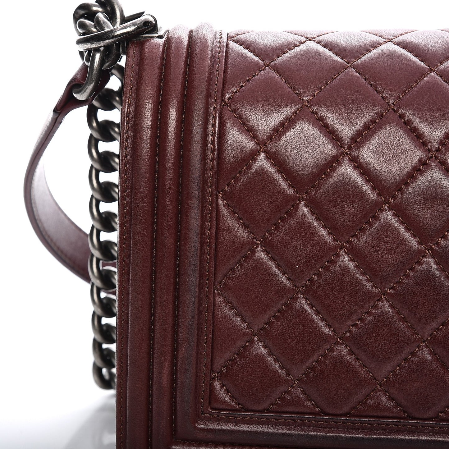 Calfskin Quilted Medium Boy Flap Burgundy