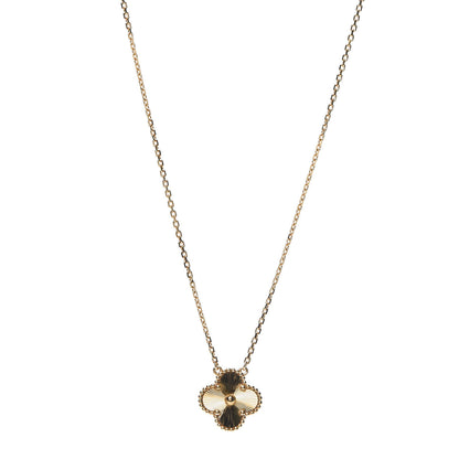 Van Cleef & Arpels 18K Yellow Gold Guilloche Vintage Alhambra Pendant Necklace 1 of 8