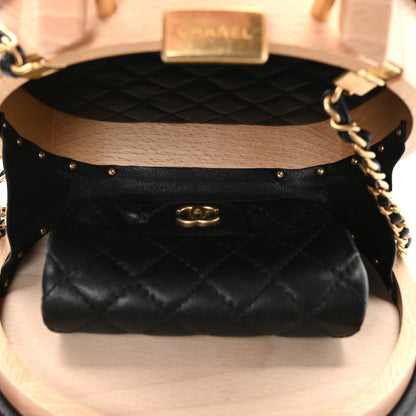 Chanel Beech Wood Lambskin Round CC Vanity Case Black 5 of 11