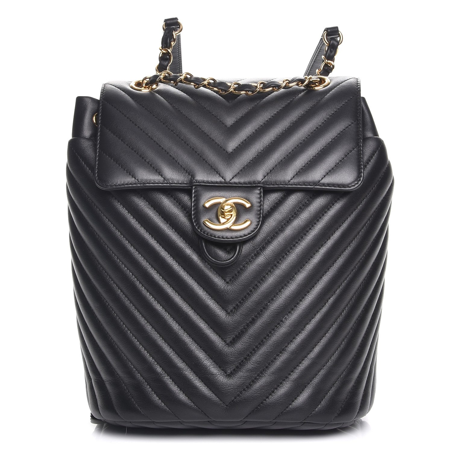Chanel Calfskin Chevron Quilted Small Urban Spirit Backpack Black 1 of 9