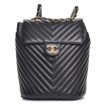 Chanel Calfskin Chevron Quilted Small Urban Spirit Backpack Black 1 of 9