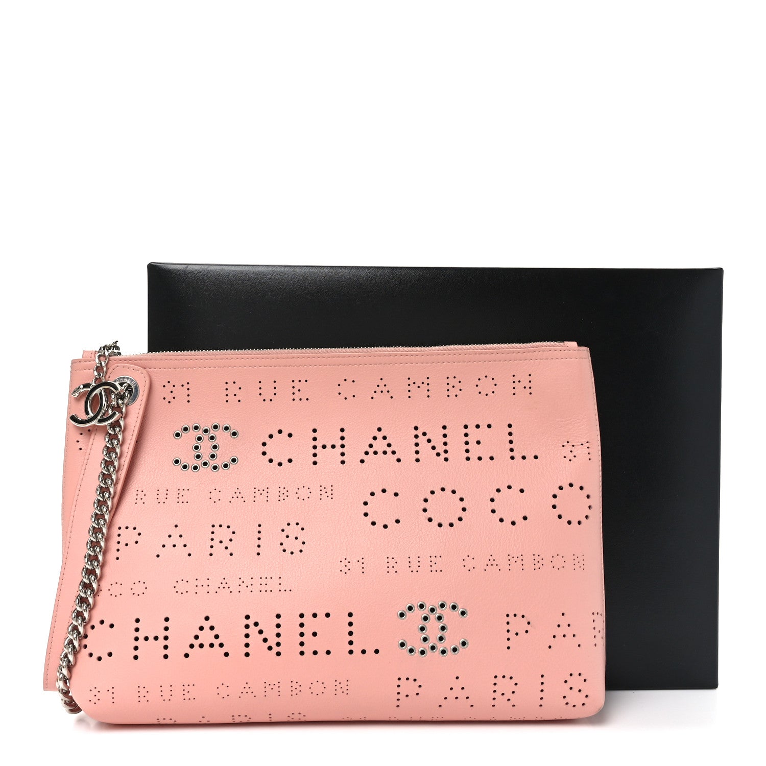 Chanel Calfskin Eyelets Clutch Pink 10 of 10