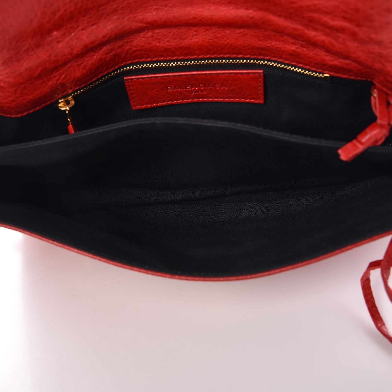 Balenciaga Agneau Giant 12 Gold Hardware Envelope Strap Clutch Rouge Lipstick 5 of 7