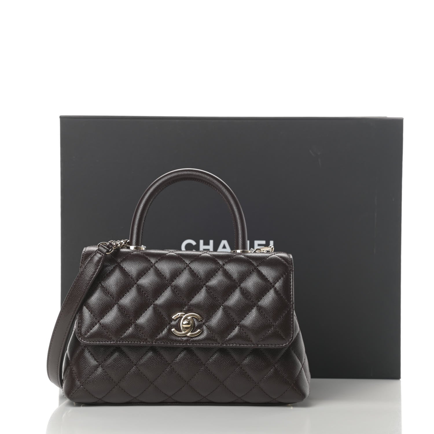 Chanel Caviar Quilted Mini Coco Handle Flap Dark Brown 11 of 11