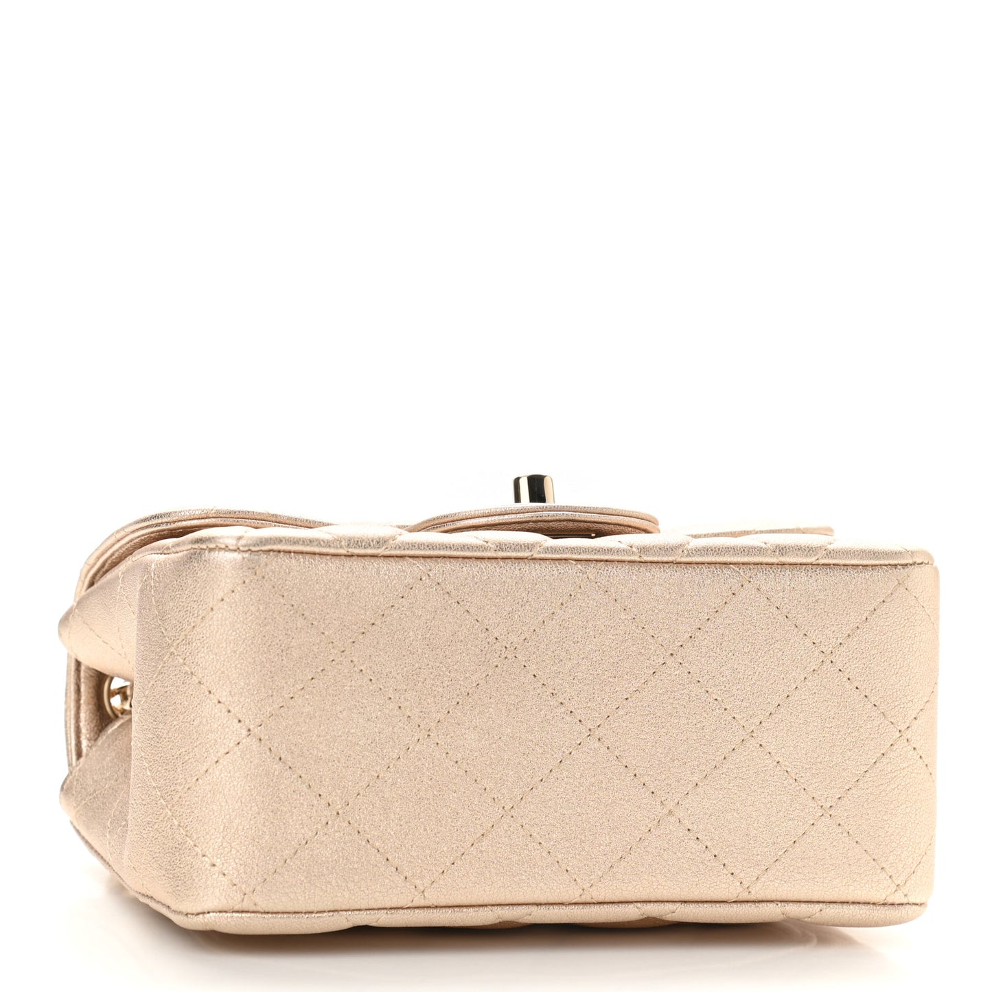 Metallic Lambskin Quilted Mini Square Flap Gold