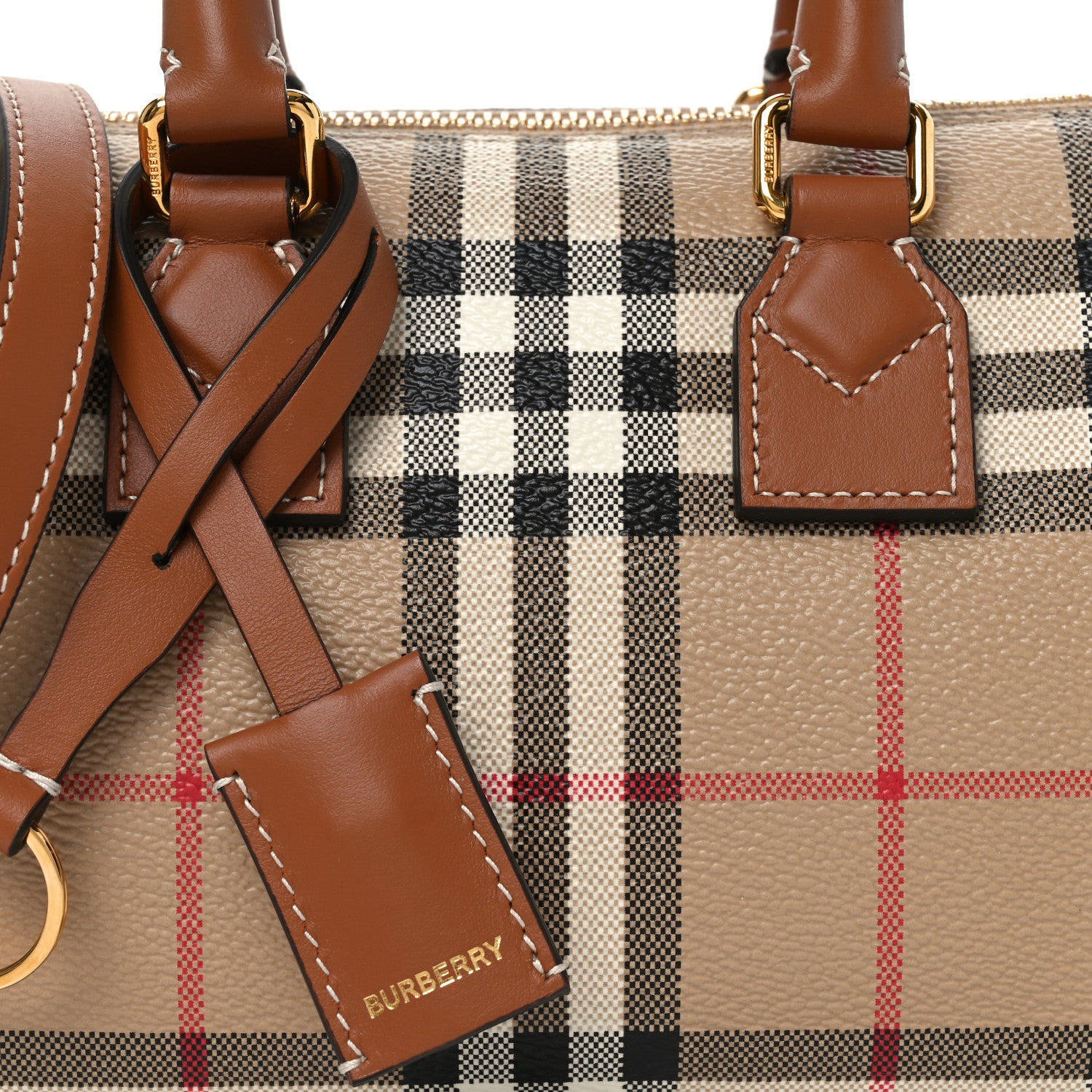 Burberry Vintage Check Mini Bowling Bag Briar Brown 8 of 10
