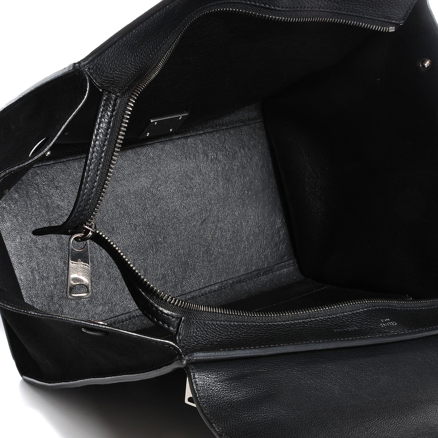 Drummed Calfskin Suede Medium Trapeze Black