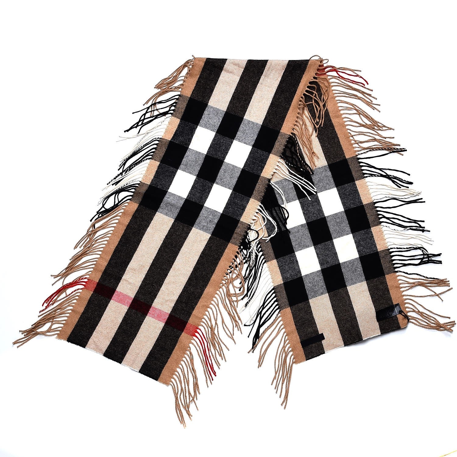 Burberry Prorsum Cashmere Half Mega Check Fringe Scarf Camel 3 of 5