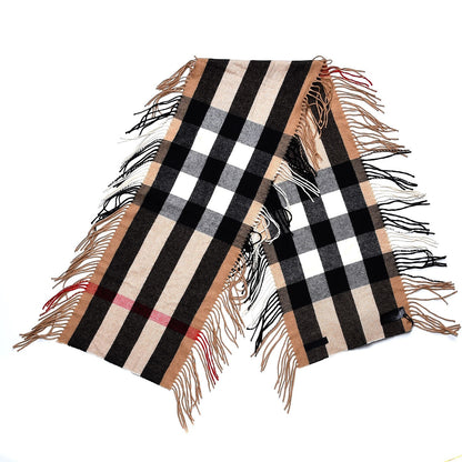 Burberry Prorsum Cashmere Half Mega Check Fringe Scarf Camel 3 of 5