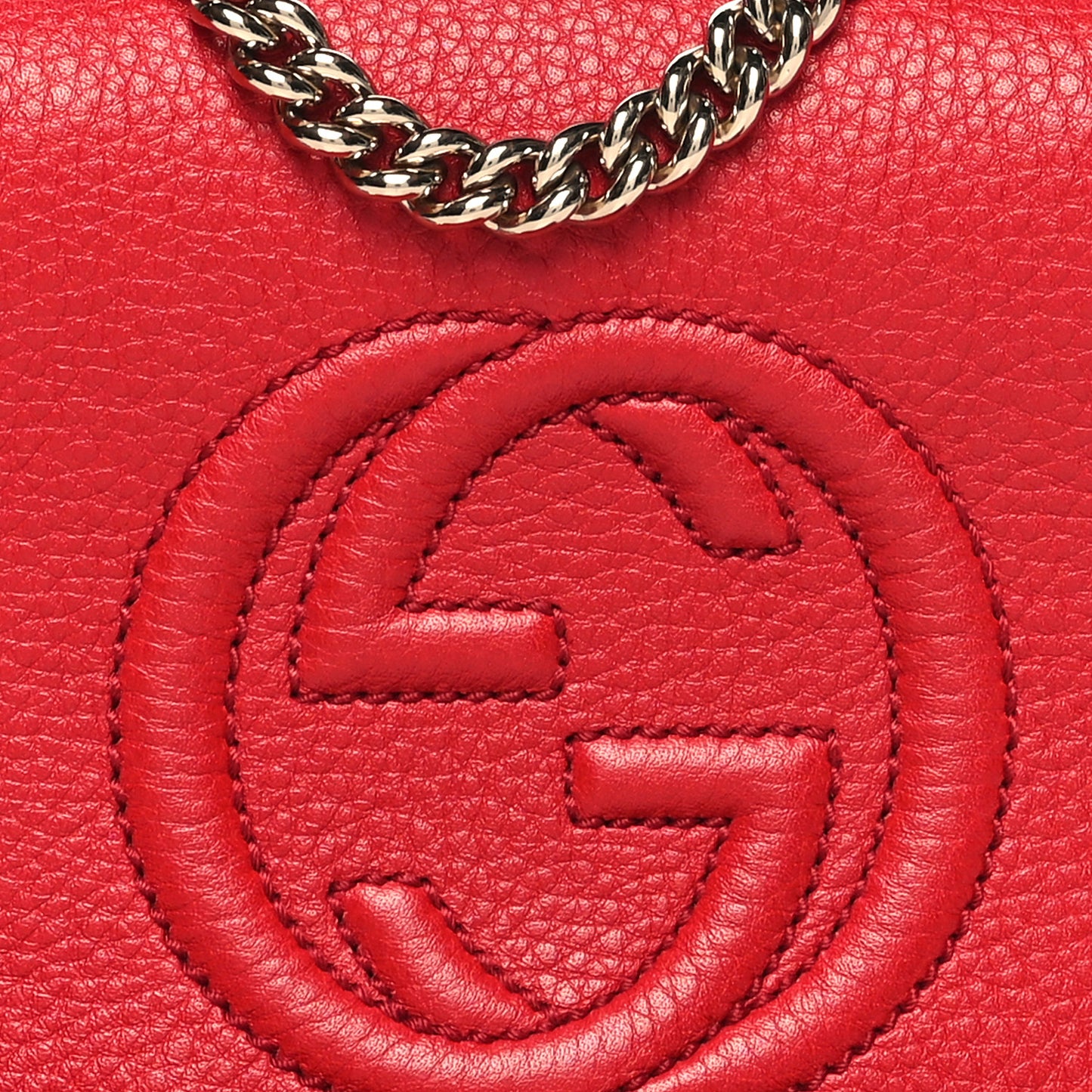 Pebbled Calfskin Small Soho Flap Crossbody Red