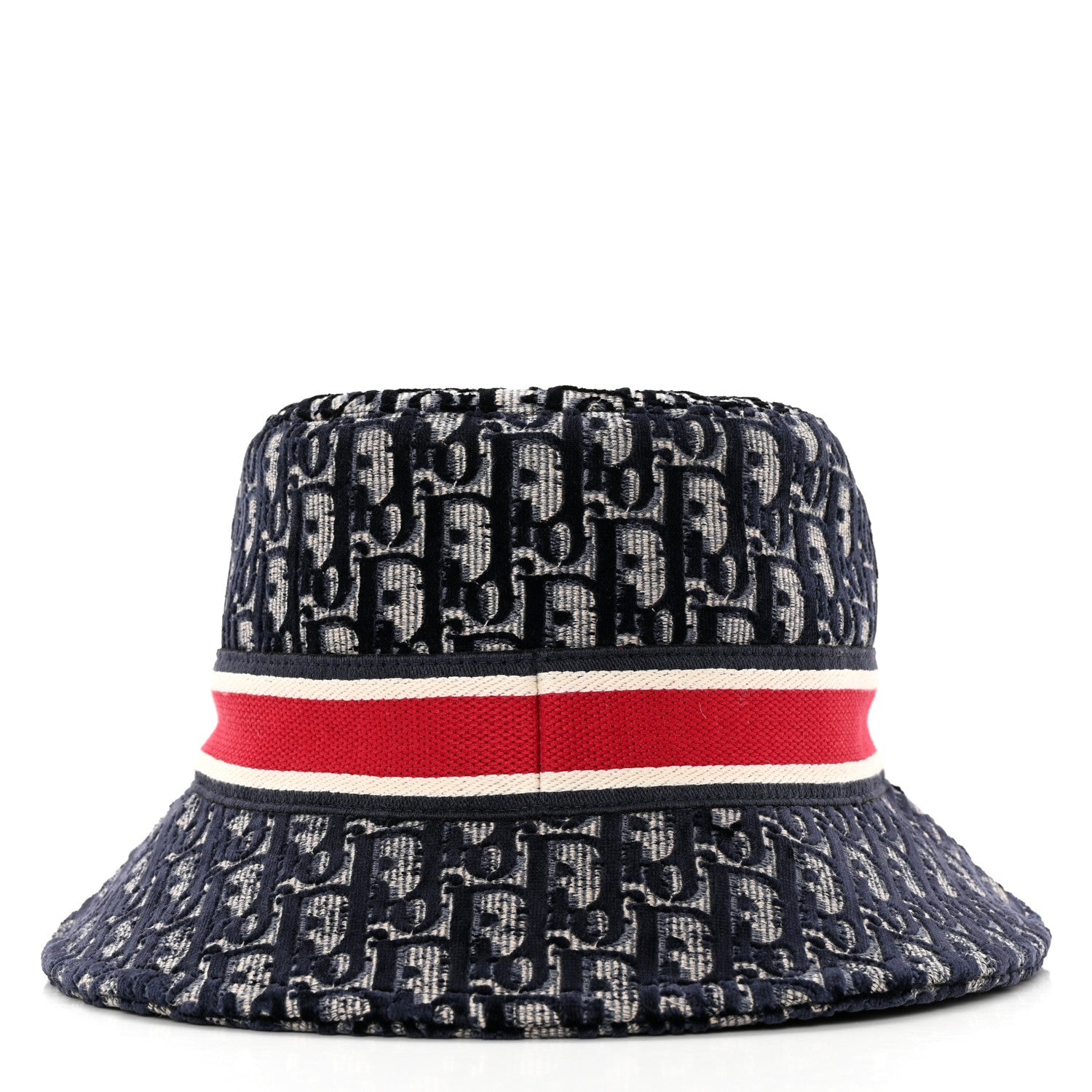 Christian Dior Velvet Oblique Large Brim Bucket Hat 57 Bleu Red 6 of 9