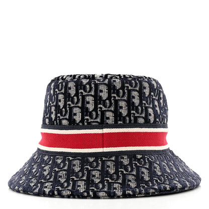 Christian Dior Velvet Oblique Large Brim Bucket Hat 57 Bleu Red 6 of 9