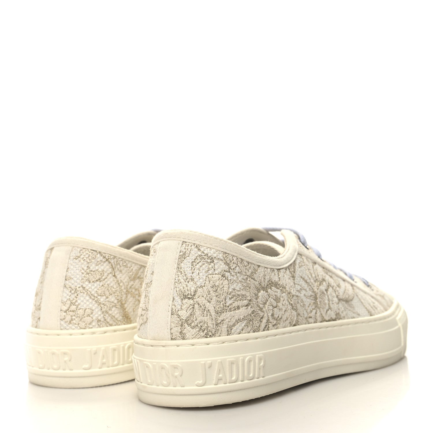 Christian Dior Canvas Embroidered Jardin D'Hiver Womens Walk'N'Dior Low Top Sneakers 39 White Gold 4 of 8