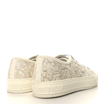 Christian Dior Canvas Embroidered Jardin D'Hiver Womens Walk'N'Dior Low Top Sneakers 39 White Gold 4 of 8