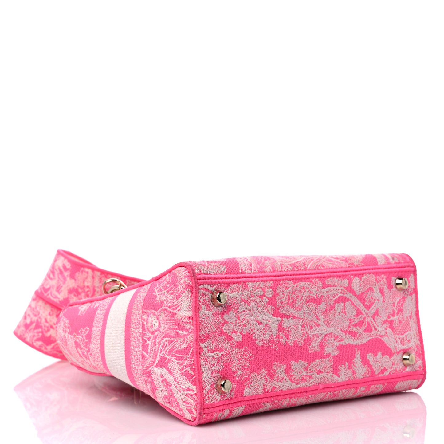 Canvas Toile De Jouy Reverse Embroidered Medium Lady D-Lite Fluorescent Pink