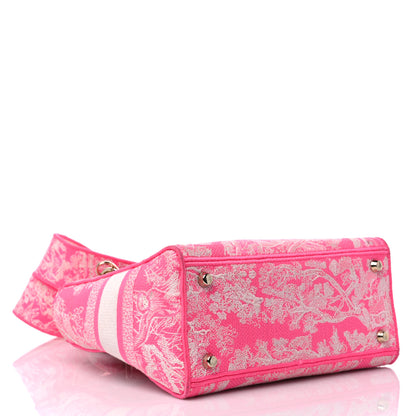 Christian Dior Canvas Toile De Jouy Reverse Embroidered Medium Lady D-Lite Fluorescent Pink 4 of 17