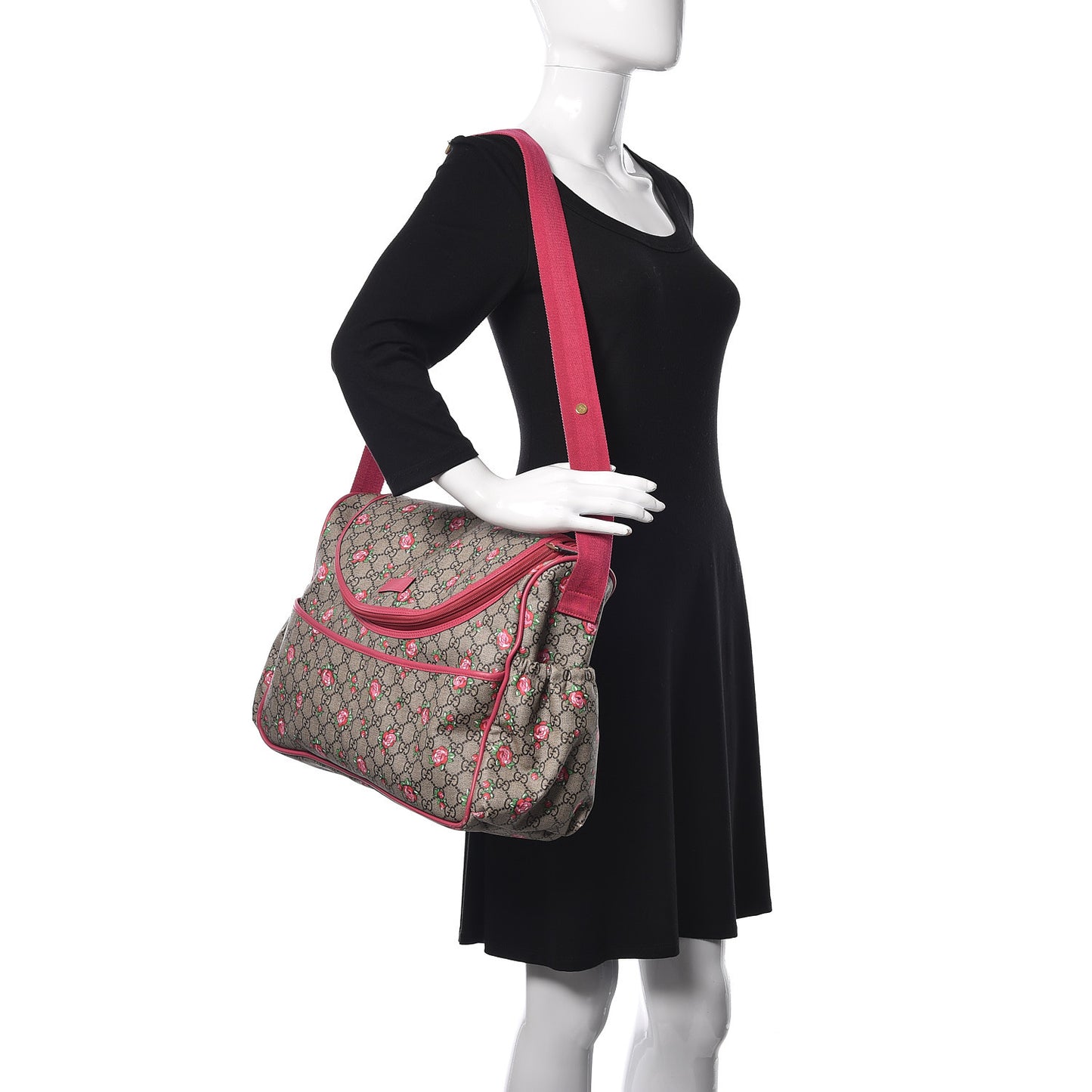 GG Supreme Monogram Rose Bud Diaper Bag Pink