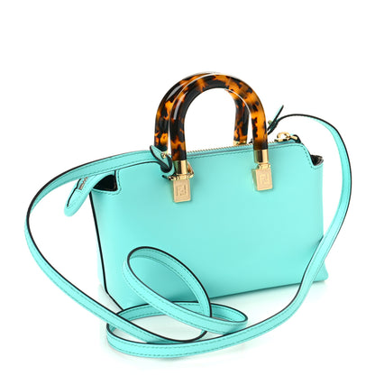 Fendi Vitello King Plexiglass Logo Embossed Mini By The Way Top Handle Boston Bag Spring Turquoise 3 of 8