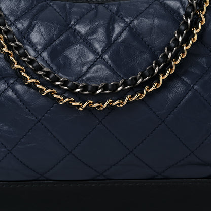 Chanel Aged Calfskin Quilted Medium Gabrielle Hobo Navy Black 8 of 15