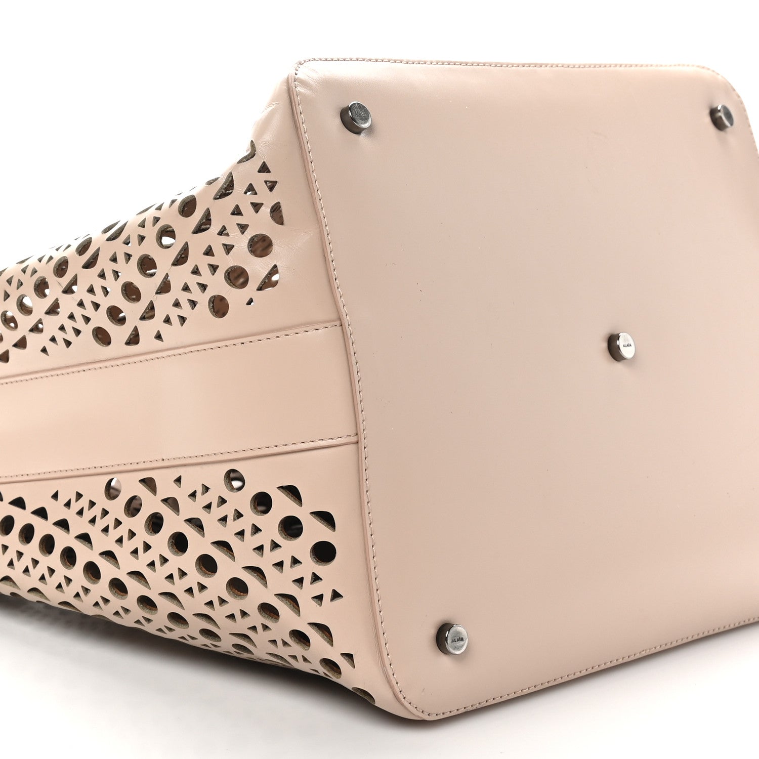Alaia Calfskin Laser Cut Tote Sable 9 of 11