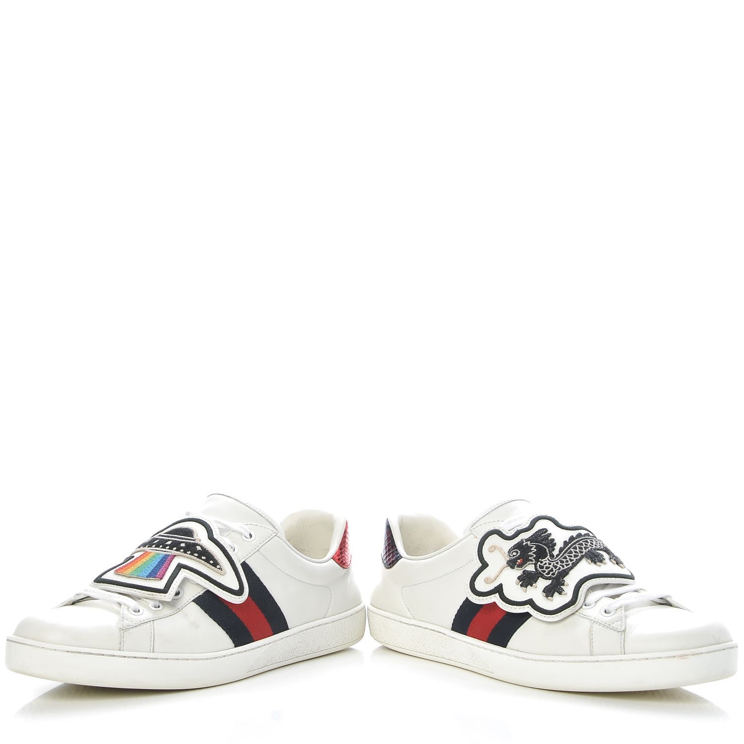 Gucci Calfskin Ayers Web UFO Dragon Embroidered Mens Ace Sneakers 9 White 6 of 13