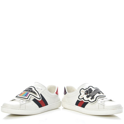 Gucci Calfskin Ayers Web UFO Dragon Embroidered Mens Ace Sneakers 9 White 6 of 13
