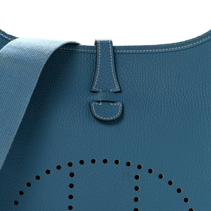 Hermes Taurillon Clemence EVELYNE III PM Blue Jean 8 of 12