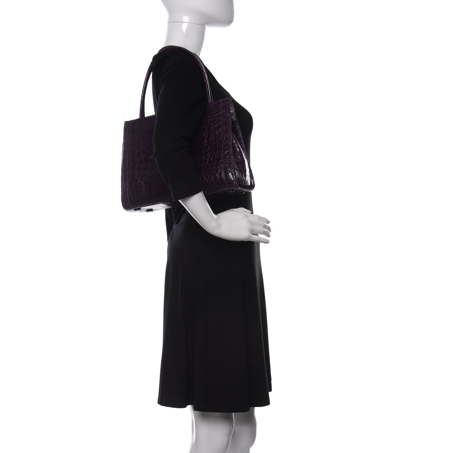 Nancy Gonzalez Crocodile Medium Wallis Top Handle Satchel Purple 2 of 12