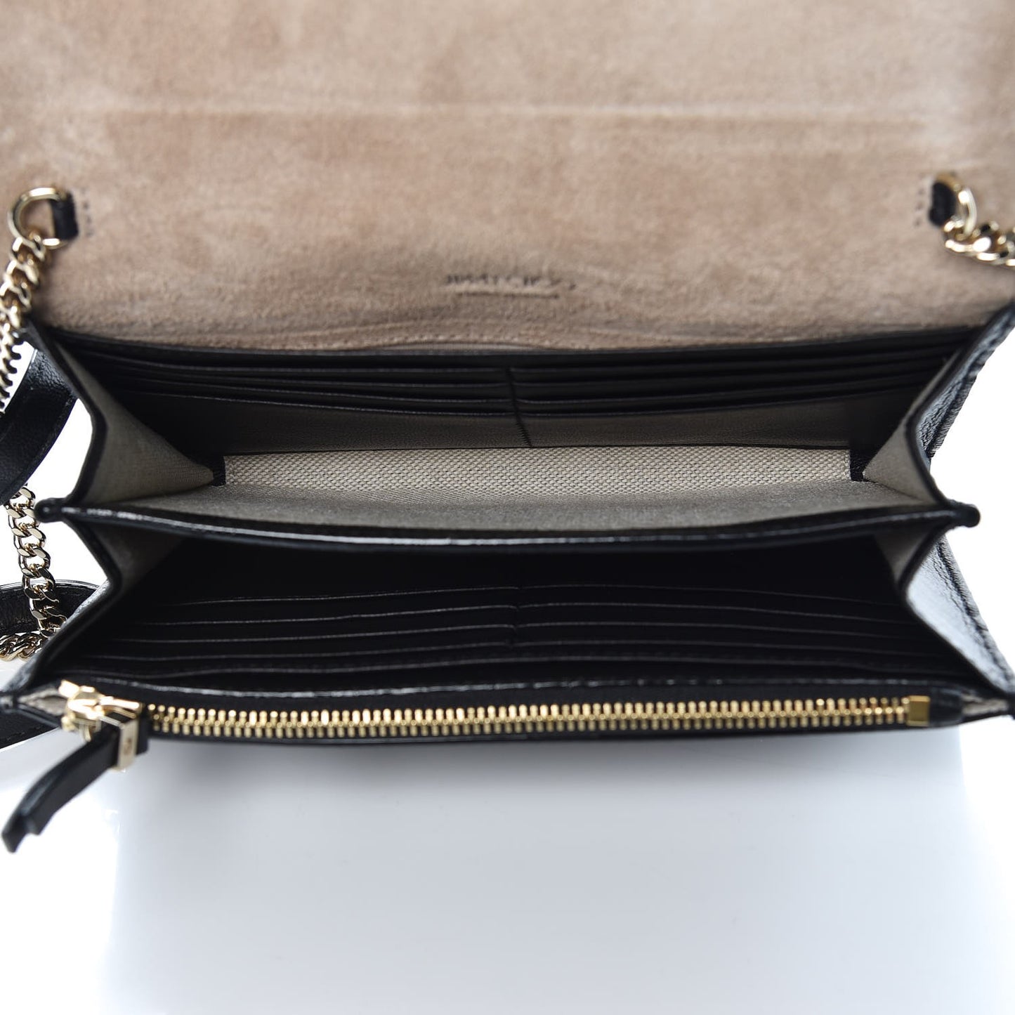 Lambskin Logo Emossed Wallet On Chain Black