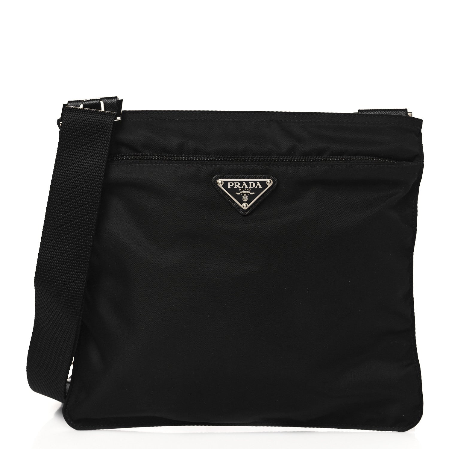 Prada Nylon Vela Flat Messenger Bag Black 1 of 6