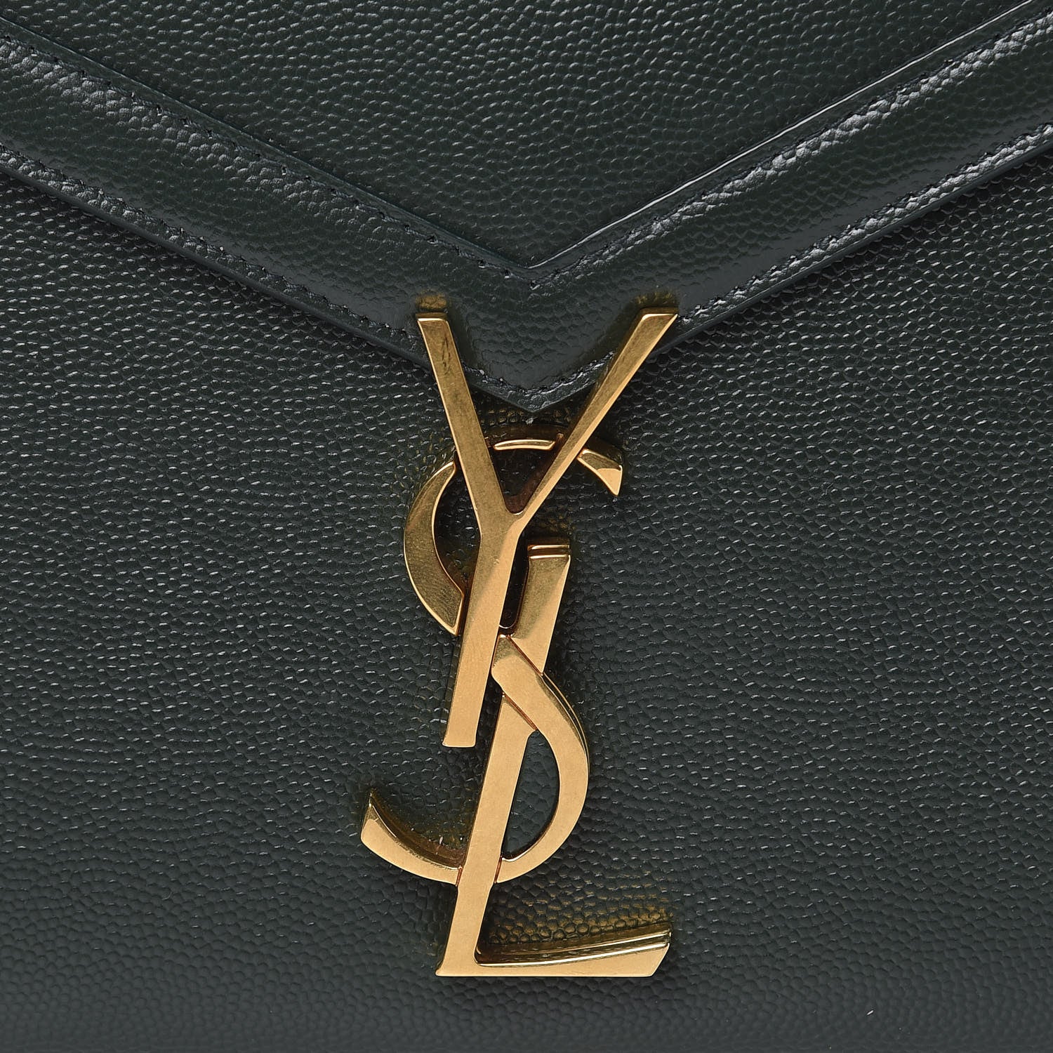 Saint Laurent Grain De Poudre Monogram Cassandra Chain Wallet Vert Fonce 9 of 9