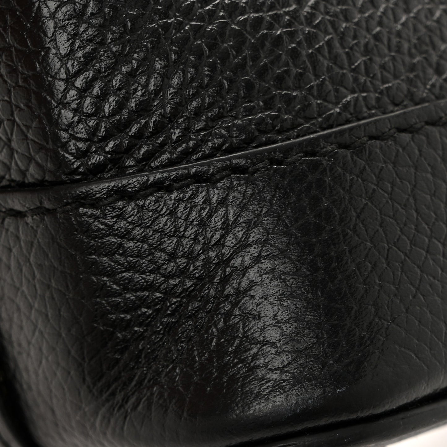 Signature Grained Calfskin Logo XXS Ville Top Handle Bag Black