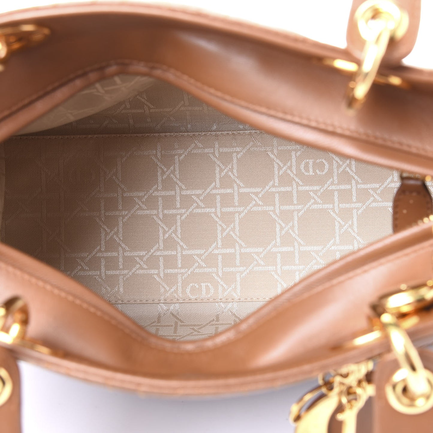 Lambskin Cannage Medium Lady Dior Tan