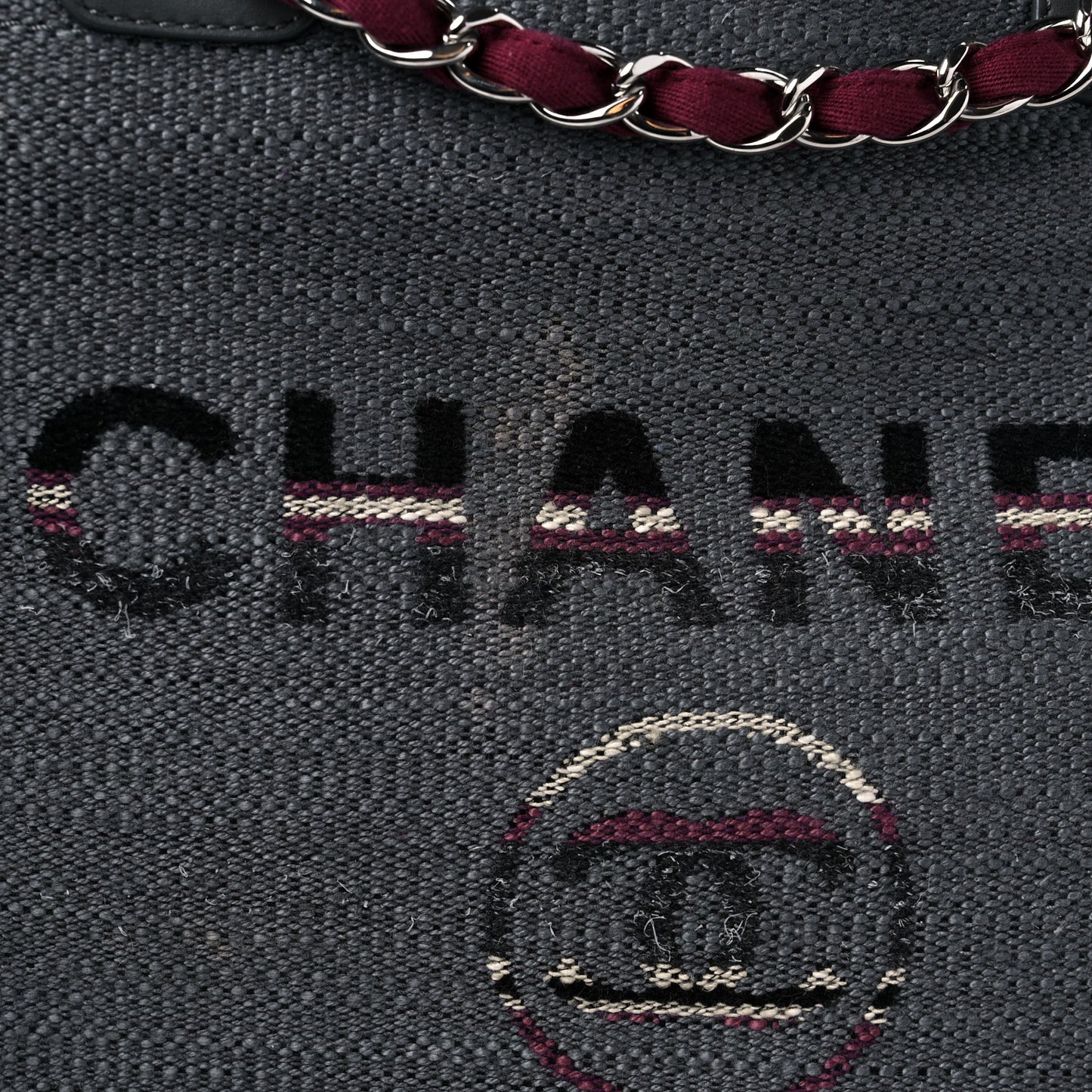 Striped Canvas Medium Deauville Tote Grey