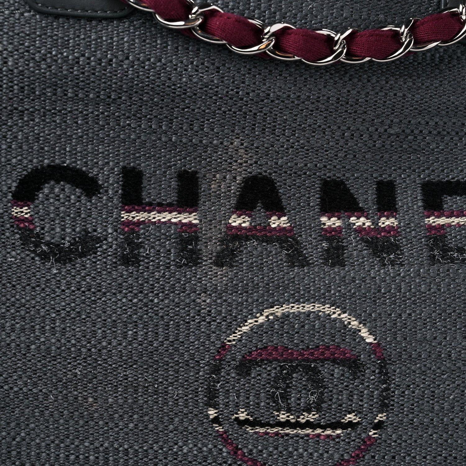 Chanel Striped Canvas Medium Deauville Tote Grey 15 of 15