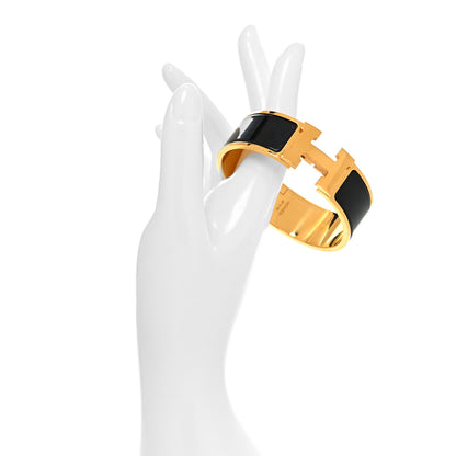 Hermes Enamel Wide Clic Clac H Bracelet GM Black 2 of 5