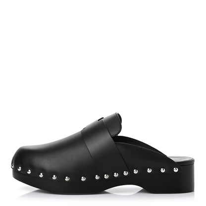 Hermes Calfskin Calya Mules 39 Black 1 of 7