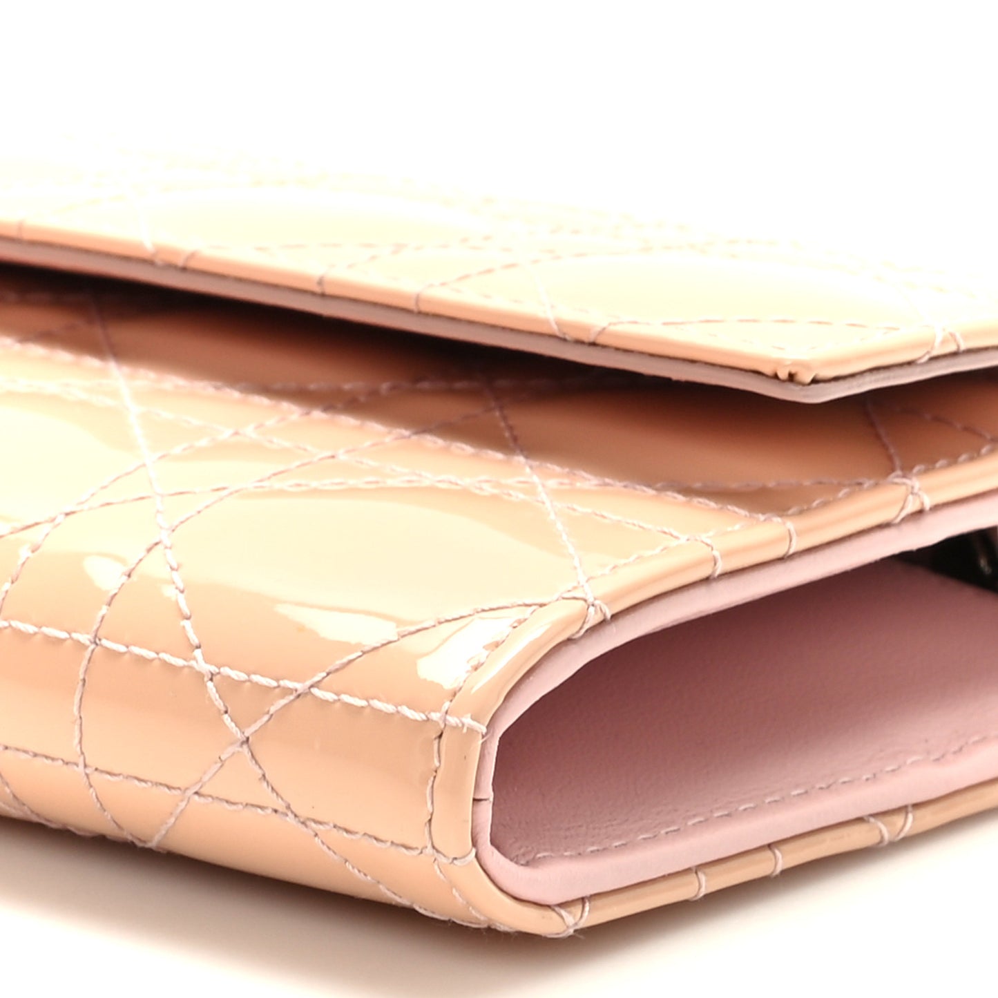 Patent Cannage Lady Dior Rendezvous Wallet On Chain Pink