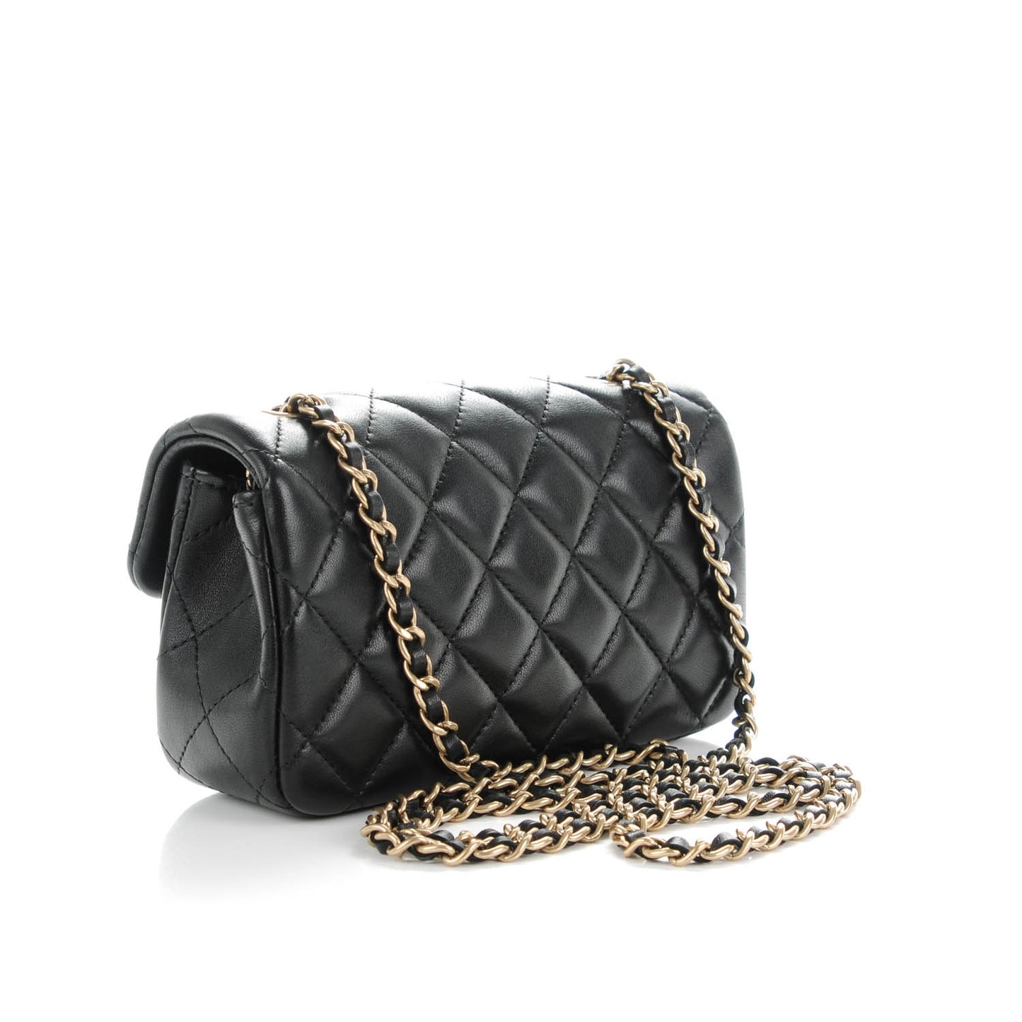 Lambskin Quilted Extra Mini Flap Black