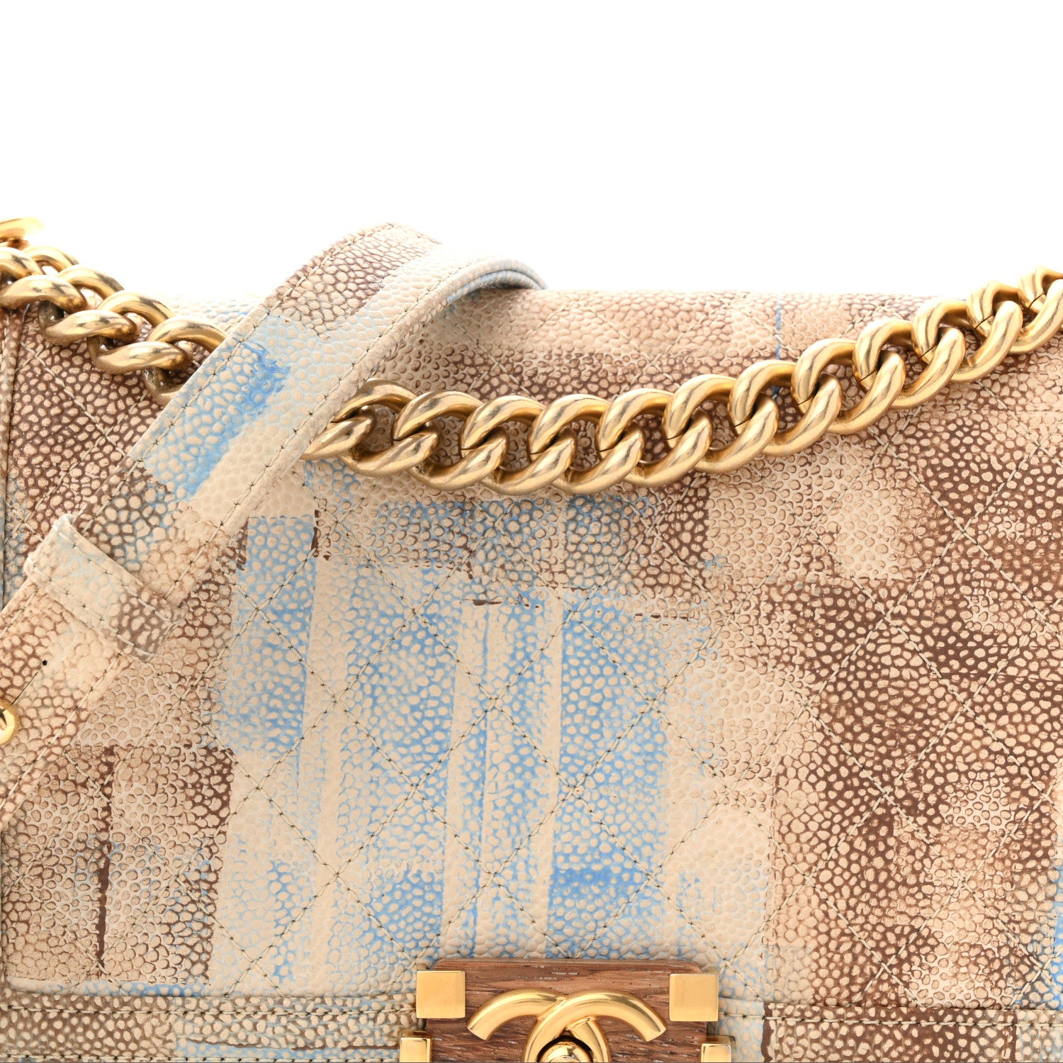 Chanel Painted Caviar Quilted Medium Boy In Cuba Flap Blue 8 of 10