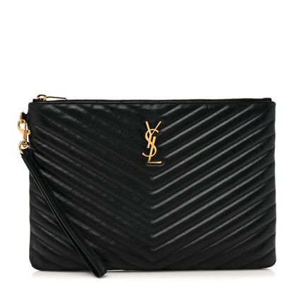 Saint Laurent Calfskin Matelasse Monogram Cassandre Tablet Pouch Black 1 of 8