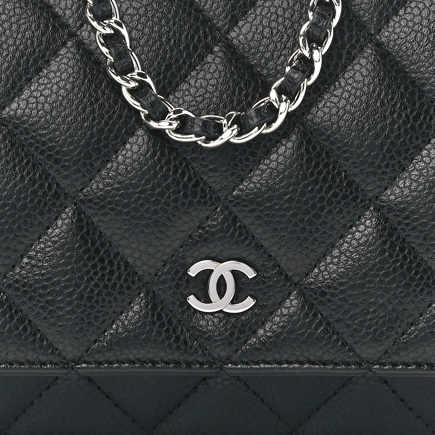 Caviar Quilted Wallet On Chain WOC Black