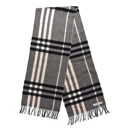 Burberry Cashmere Classic Check Fringe Scarf Grey 3 of 8