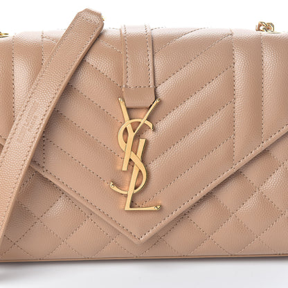 Saint Laurent Grain De Poudre Textured Mixed Matelasse Triquilt Small Monogram Satchel Cork 7 of 9