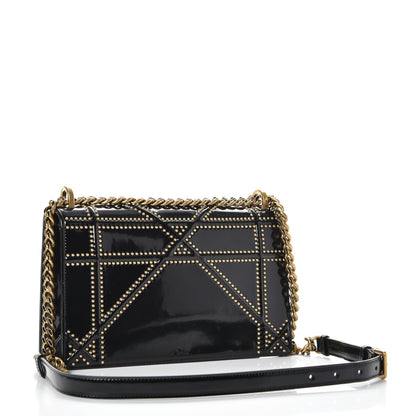 Christian Dior Patent Studded Medium Diorama Flap Bag Black 4 of 8