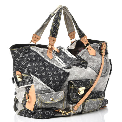 Louis Vuitton Denim Patchwork Cabby Tote Grey 3 of 11