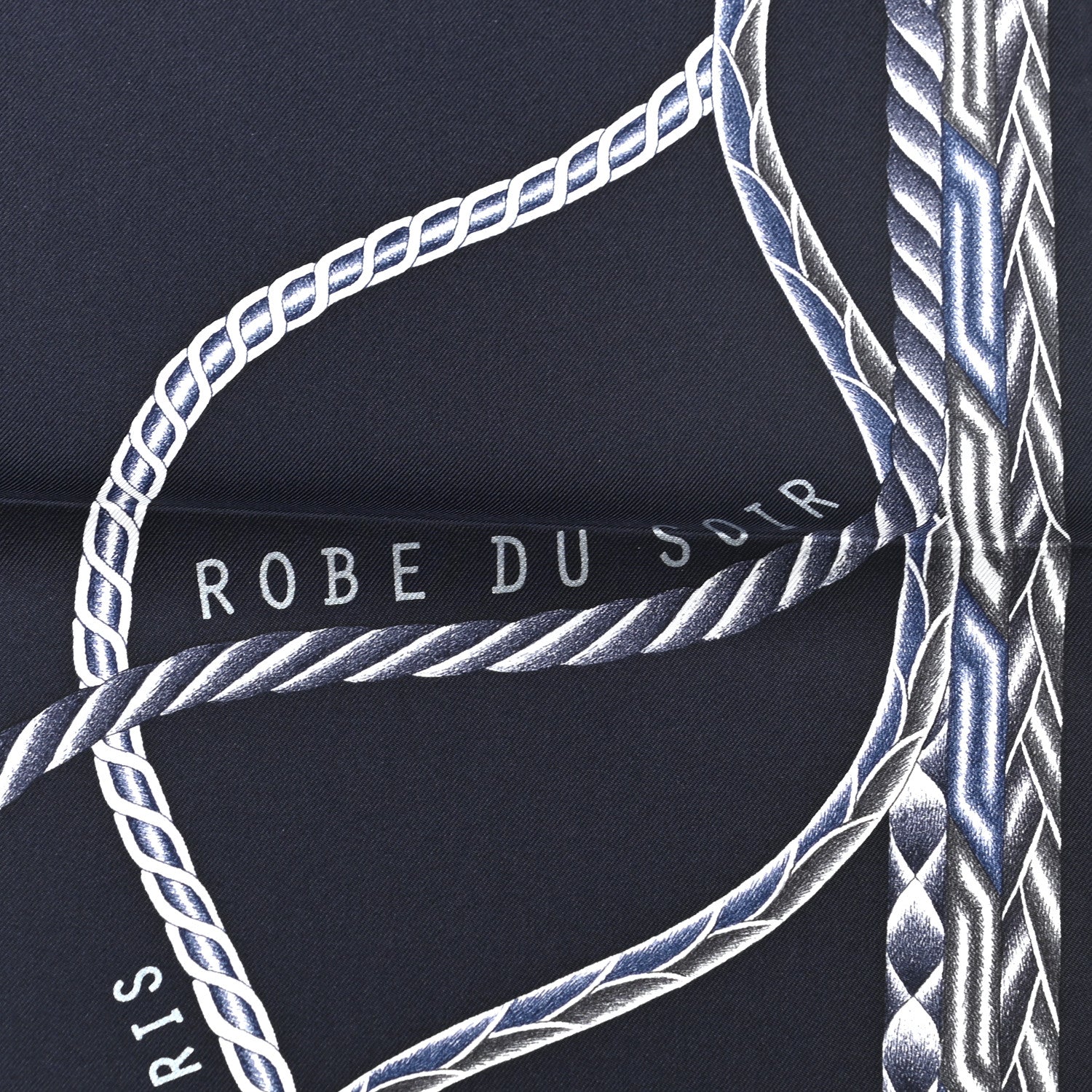 Hermes Silk Robe Du Soir Scarf 90 Marine Encre White 5 of 6