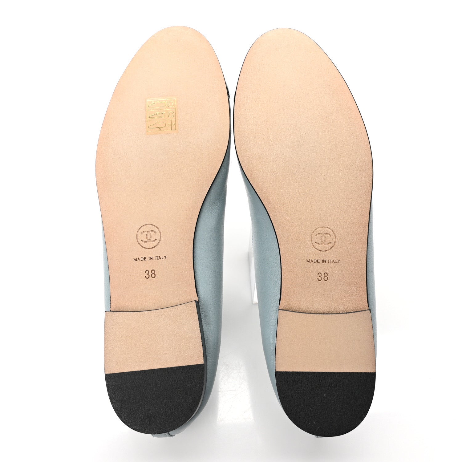 Chanel Lambskin Cap Toe CC Ballerina Flats 38 Light Blue Black 4 of 9