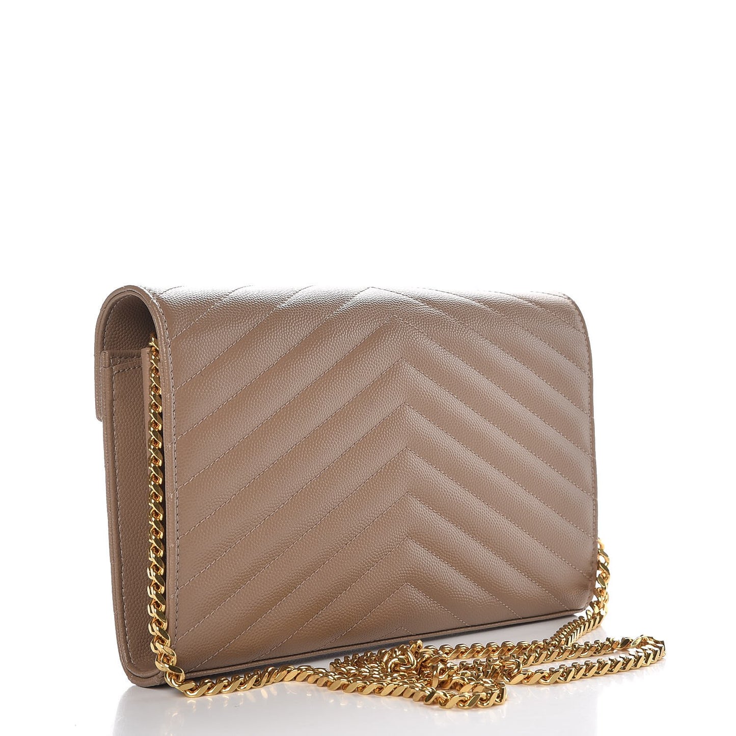 Grain De Poudre Matelasse Chevron Monogram Chain Wallet Light Taupe
