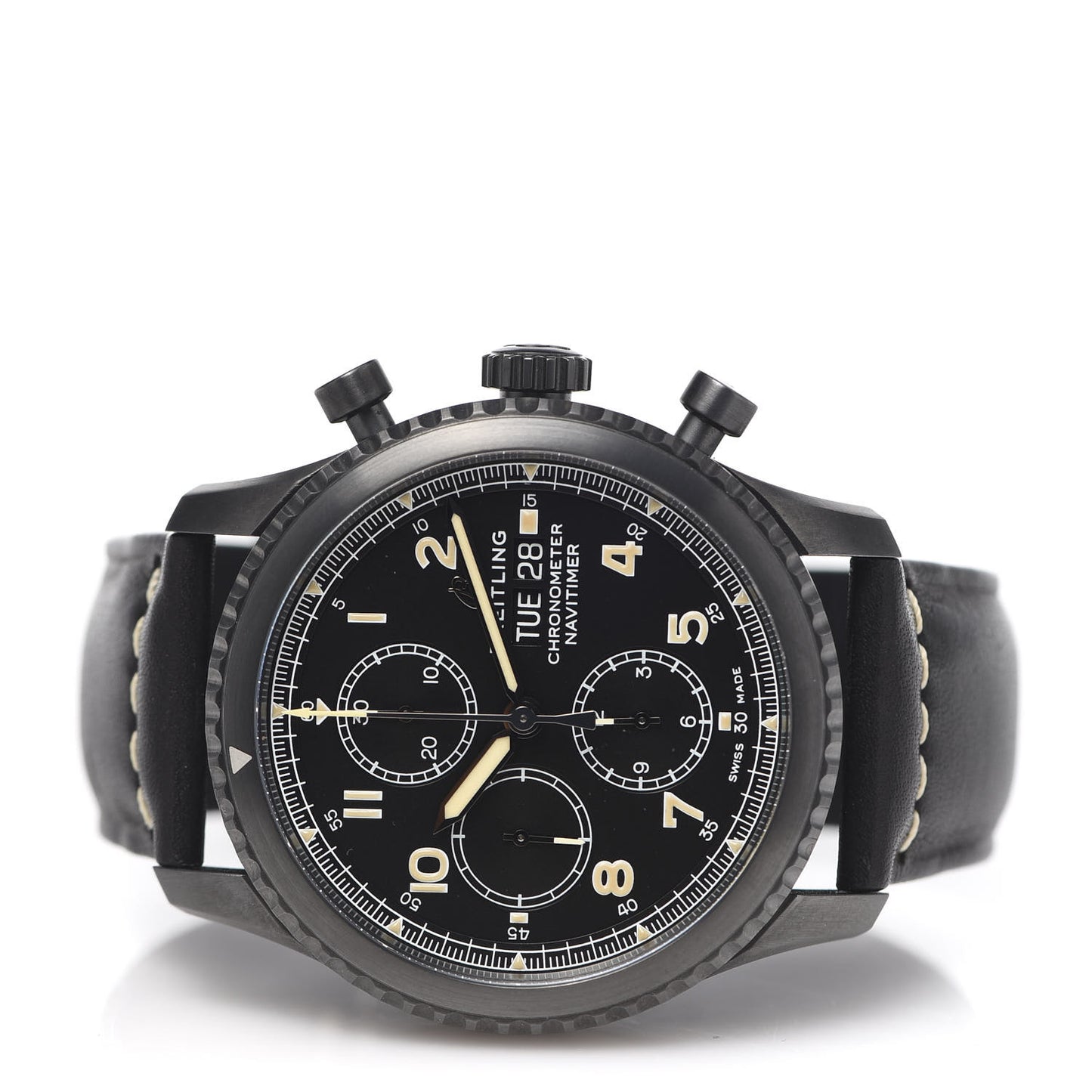 DLC Coated Stainless Steel Calfskin 43mm Navitimer 8 Chronograph Automatic Watch Black M13314